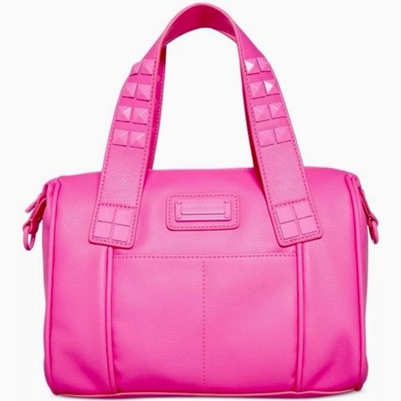 Madden Girl Handbags - Madden Girl Gabby Studded Bowler Satchel Bag w/ Crossbody Strap Barbie Hot Pink
